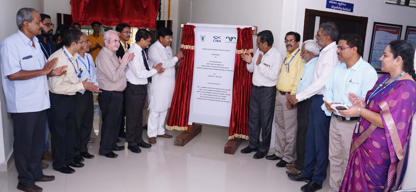 ICAR-CIBA inaugurated its first Aquaculture Research Centre on the West Coast in Gujarat at the Navsari Agriculture University Campus on 7th June 2018