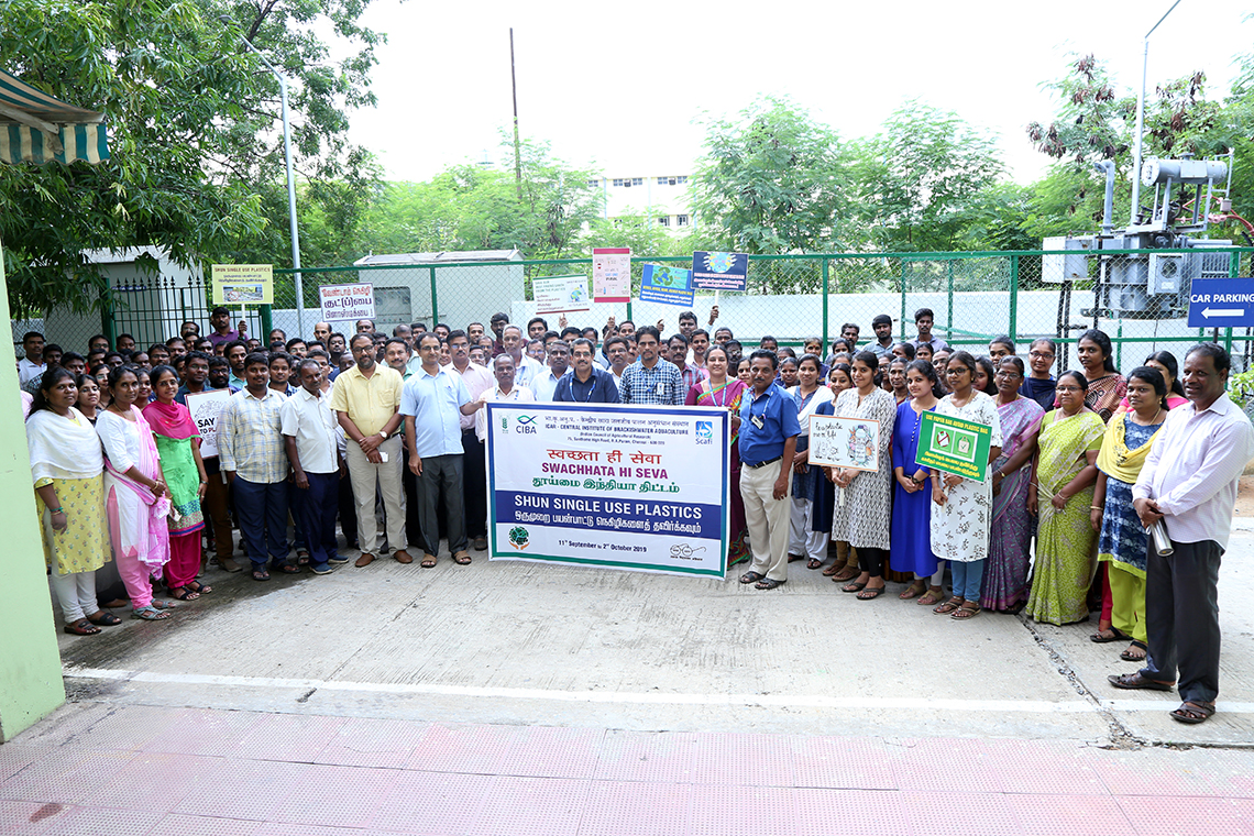 ‘Shun Single Use Plastics’ programme of Hon’ble Prime Minister Initiated at ICAR-CIBA, Chennai