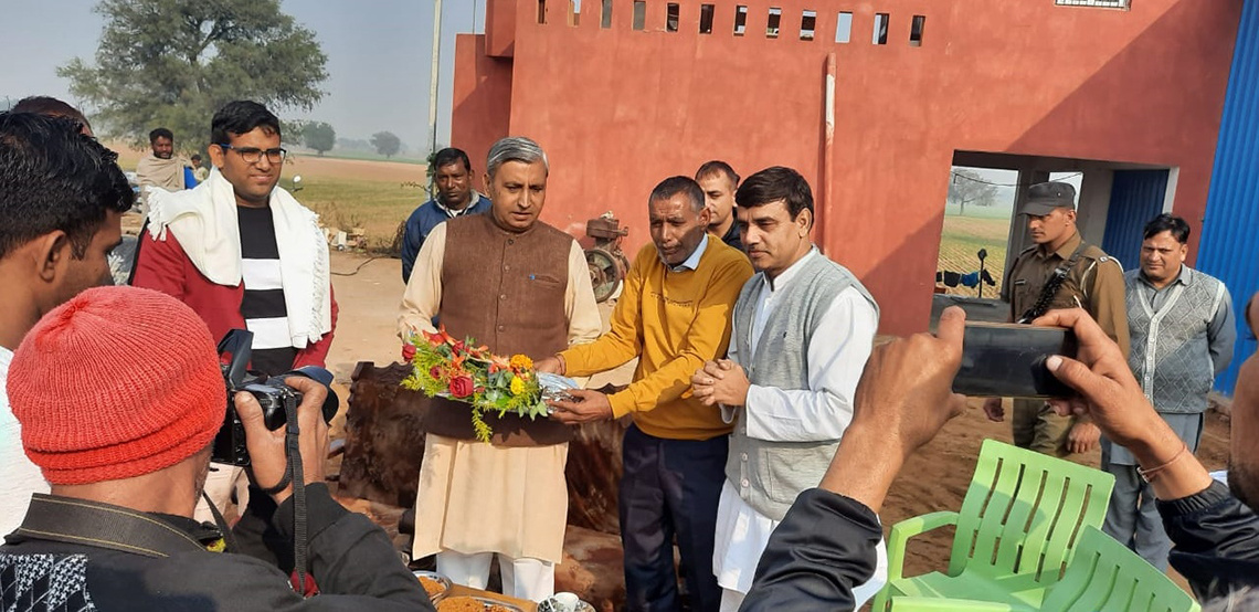 Haryana Senior Cabinet Minister Shri. JP Dalal visited the shrimp feed mill established at Bhiwani with ICAR- CIBA Technology