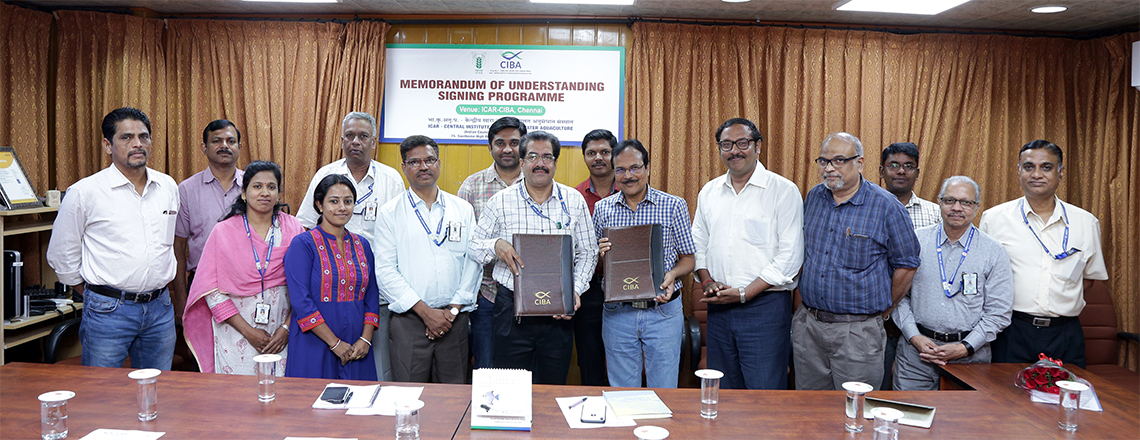 ICAR-CIBA and A R Hatchery, Pvt ltd, Marakkanam, Tamil Nadu signed MoU for the Knowledge partnership for the production of indigenous Shrimp seed for sustainable farming, January 18, 2020