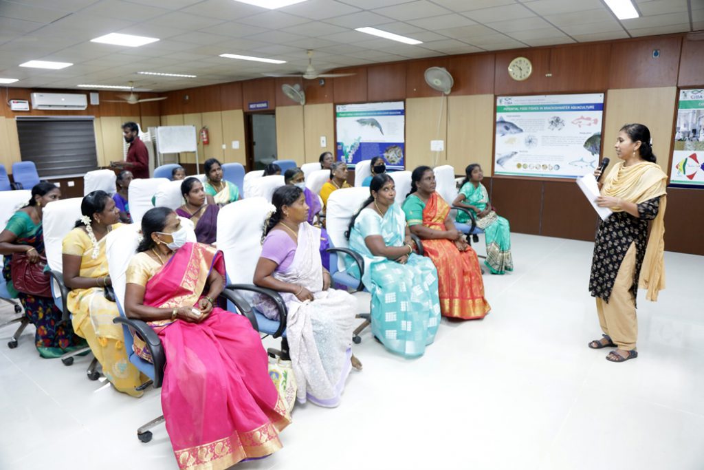 ICAR-CIBA conducted skill development training programme for the fisherwomen on brackishwater aquaculture technologies at its Muttukadu Experimental Station, ICAR-CIBA